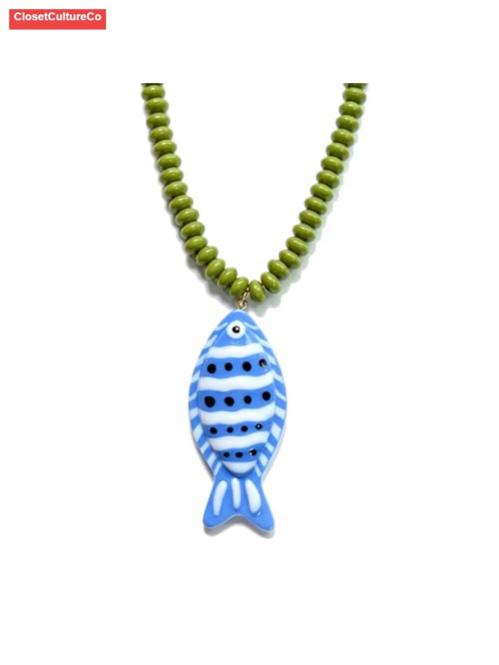 Boho Long Resin Beaded Fish Pendant Necklace Adjustable Summer Beach Jewelry